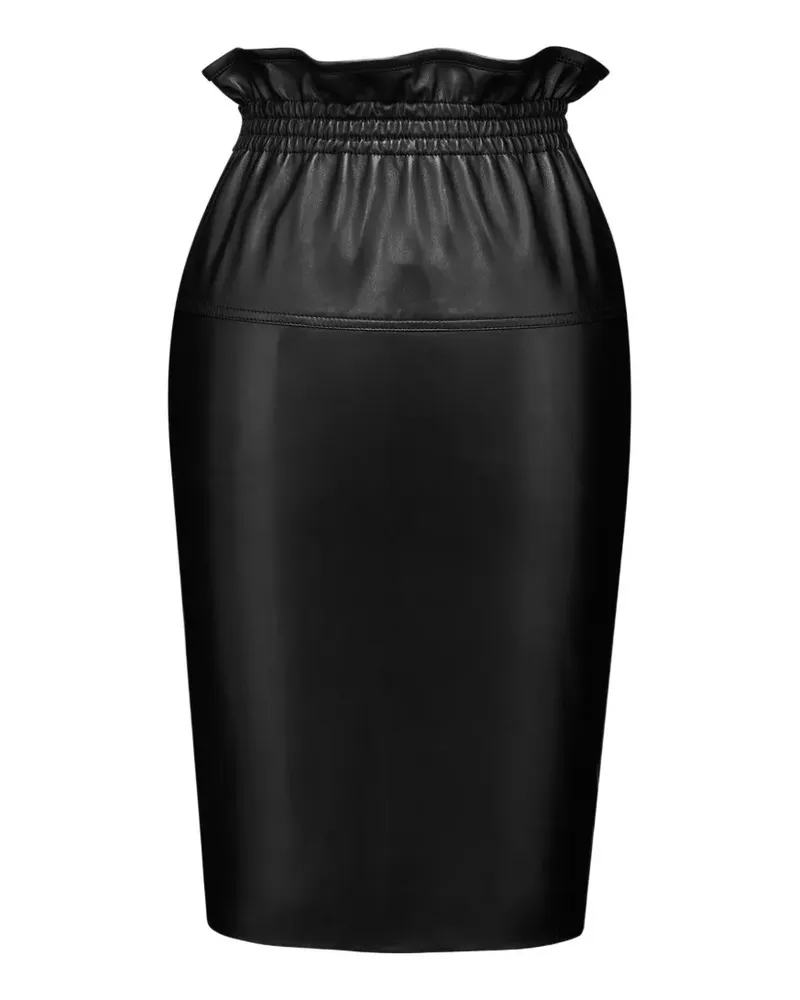 Saint Laurent ruffled-waist pencil midi skirt - Schwarz Schwarz