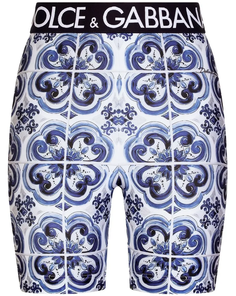 Dolce & Gabbana Radlerhose mit Majolica-Print - Blau Blau