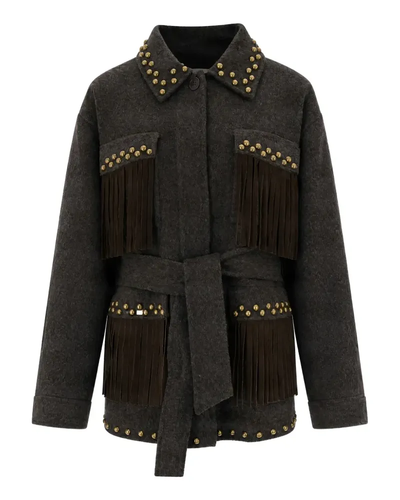 P.A.R.O.S.H. P.A.R.O H. fringed stud-embellished jacket - Grau Grau