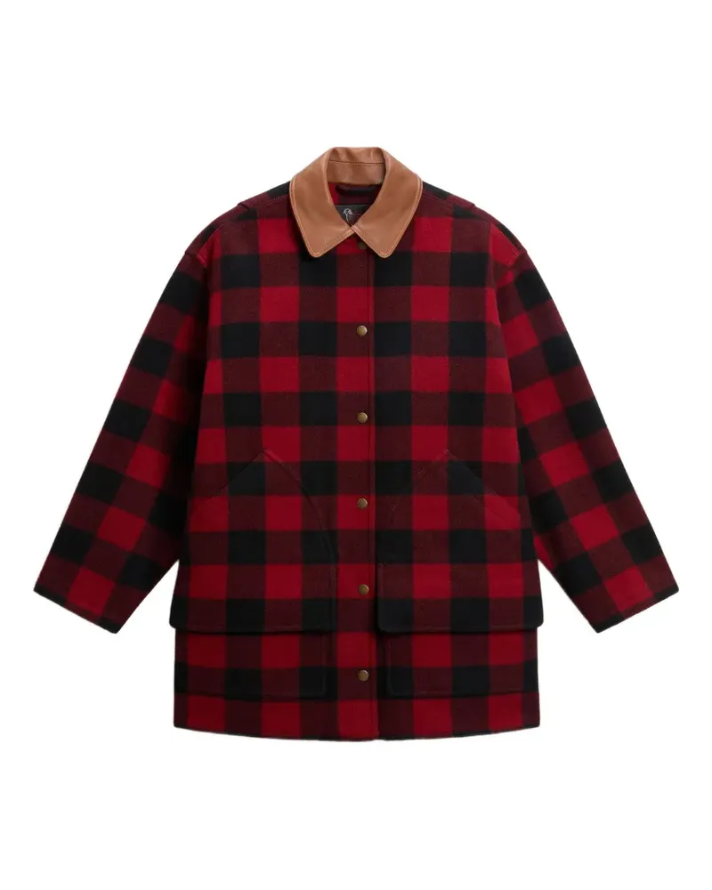 Woolrich Einreihiger Mantel mit Barn Check - Rot Rot