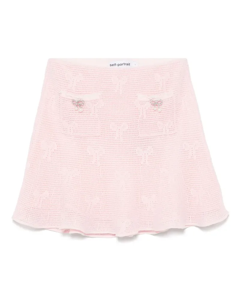 Self-Portrait Gehäkelter Minirock mit Schleifendetail - Rosa Rosa