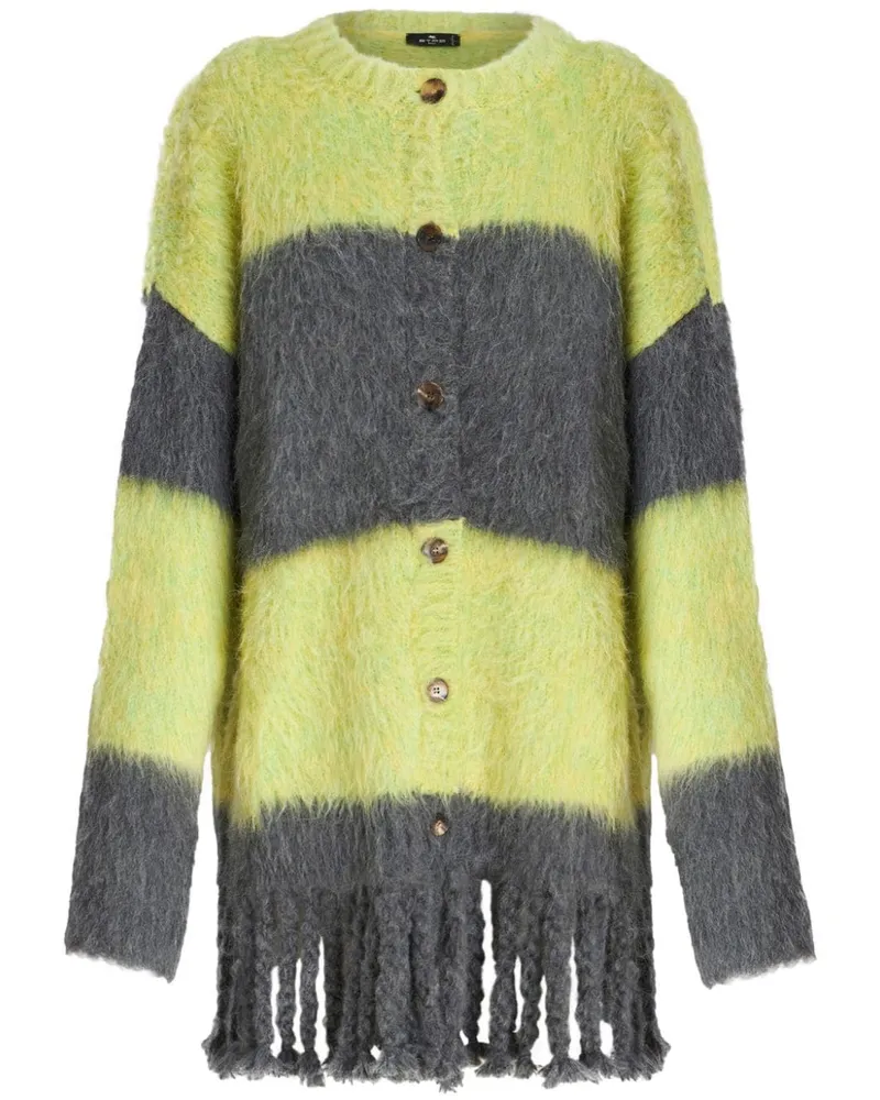 Etro Gestreifter Strickmantel - Grau Grau