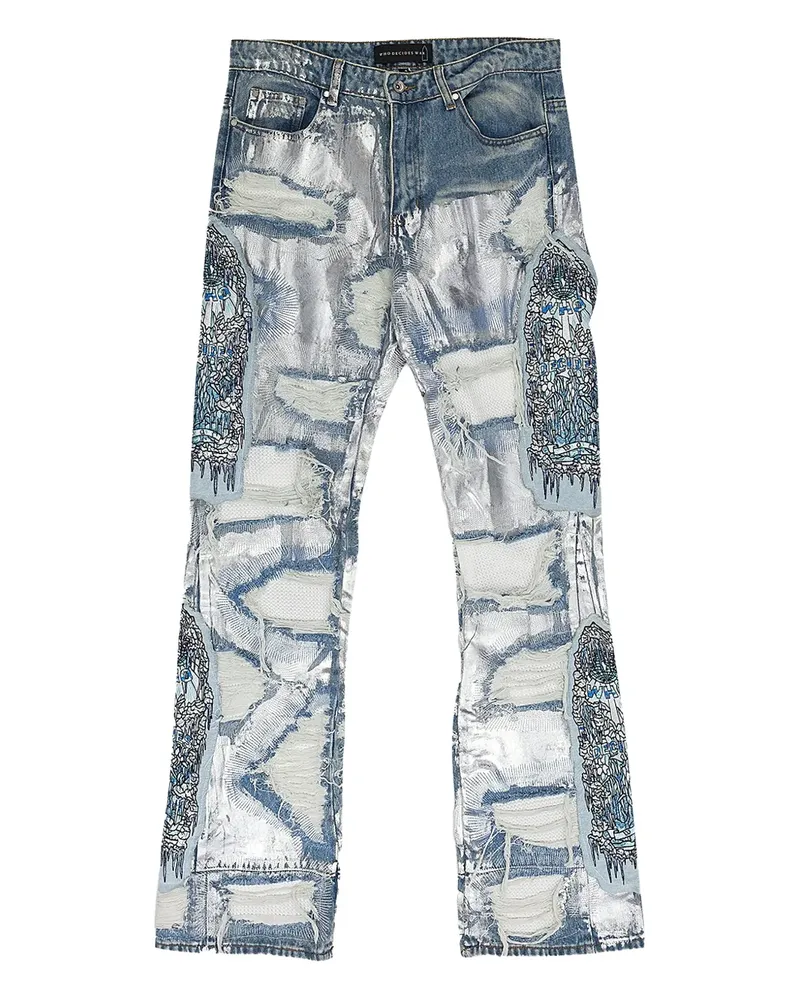 WHO DECIDES WAR Jeans in Distressed-Optik - Blau Blau