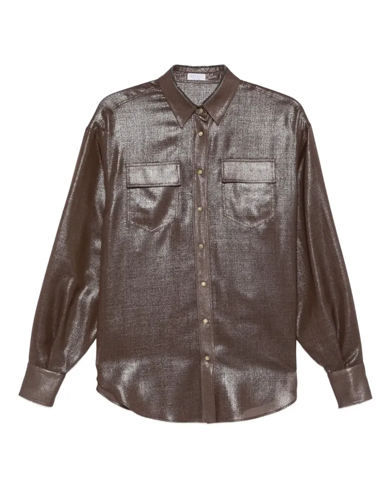 Brunello Cucinelli Metallic-Hemd - Braun Braun