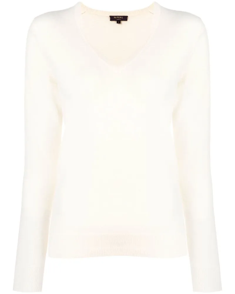 N.Peal Pullover mit V-Ausschnitt - Weiß Weiß