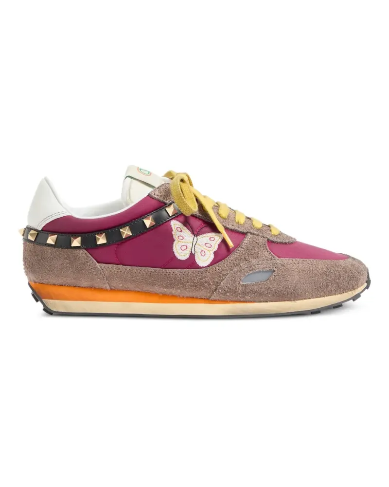 Valentino Garavani Sneakers mit Nieten aus Spaltleder und Nylon mit Schmetterlingsstickerei - Violett Violett