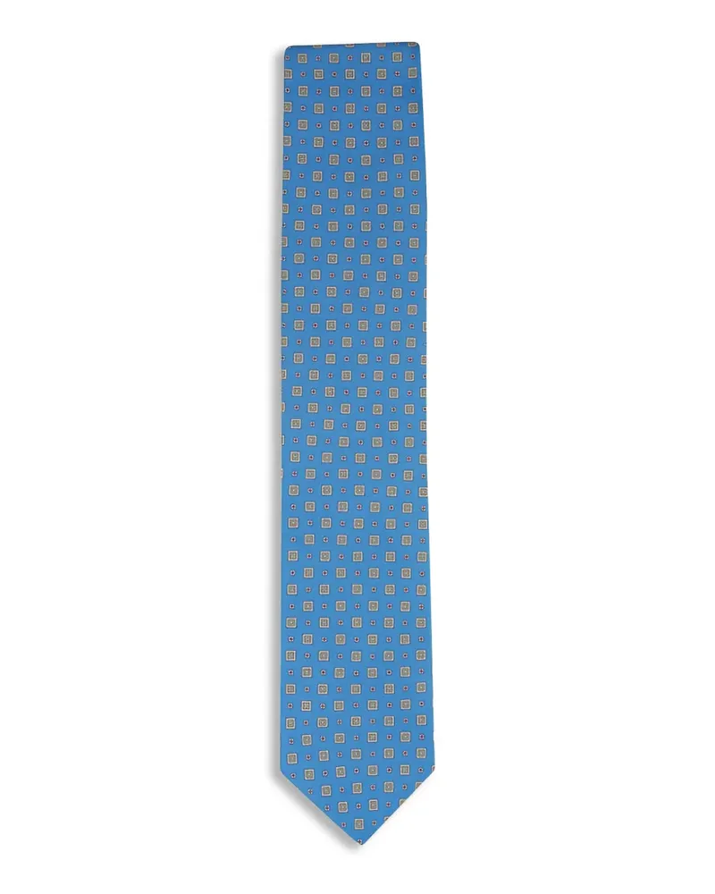 Eton geometric-print silk tie - Blau Blau