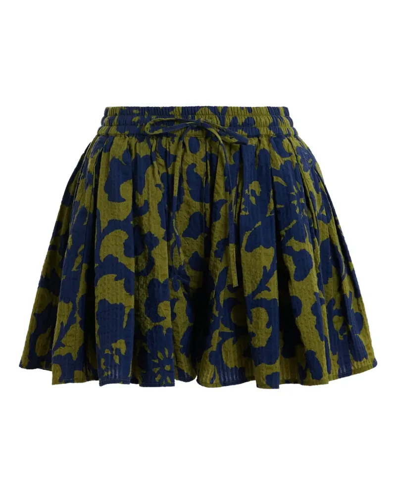 Essentiel floral-print flared shorts - Grün Grün