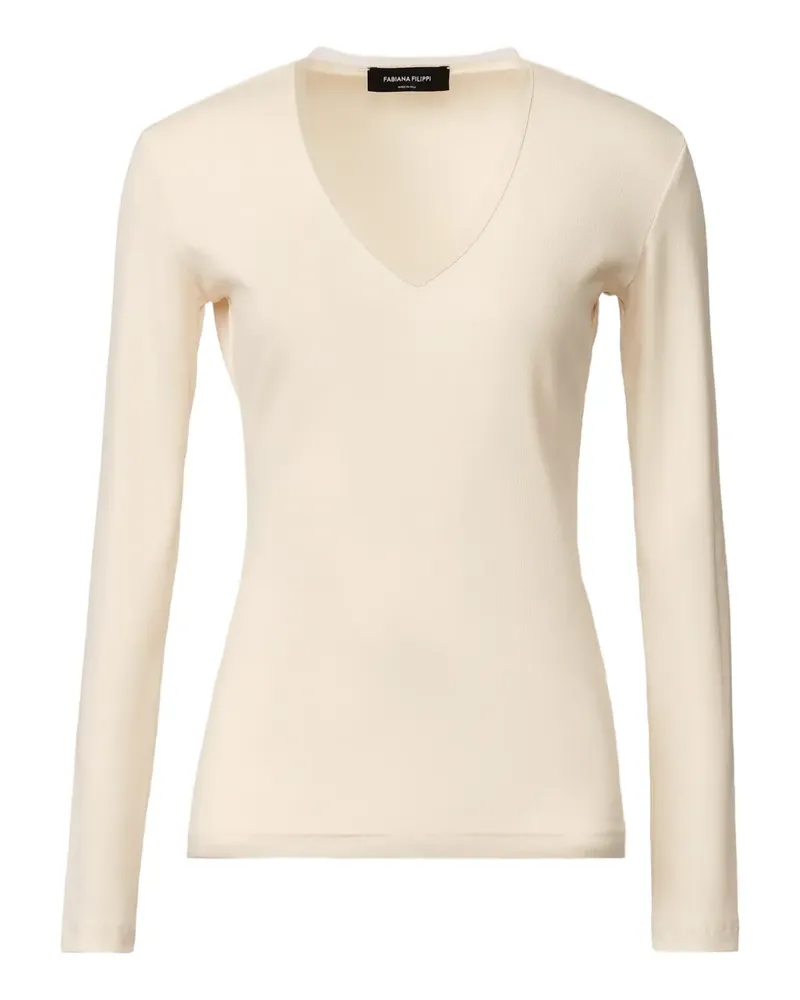 Fabiana Filippi T-Shirt mit V-Ausschnitt - Nude Nude