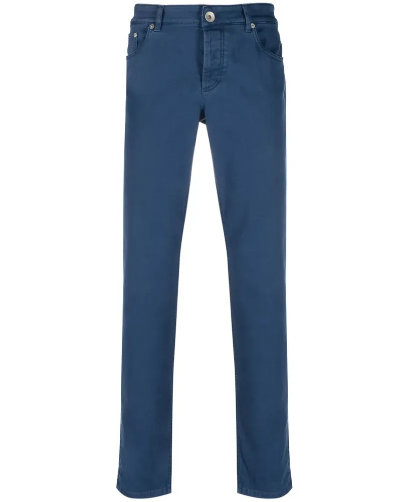 Brunello Cucinelli Halbhohe Slim-Fit-Jeans - Blau Blau