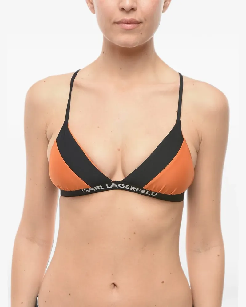 Karl Lagerfeld Triangel-Bikini mit Logo-Print - Orange Orange