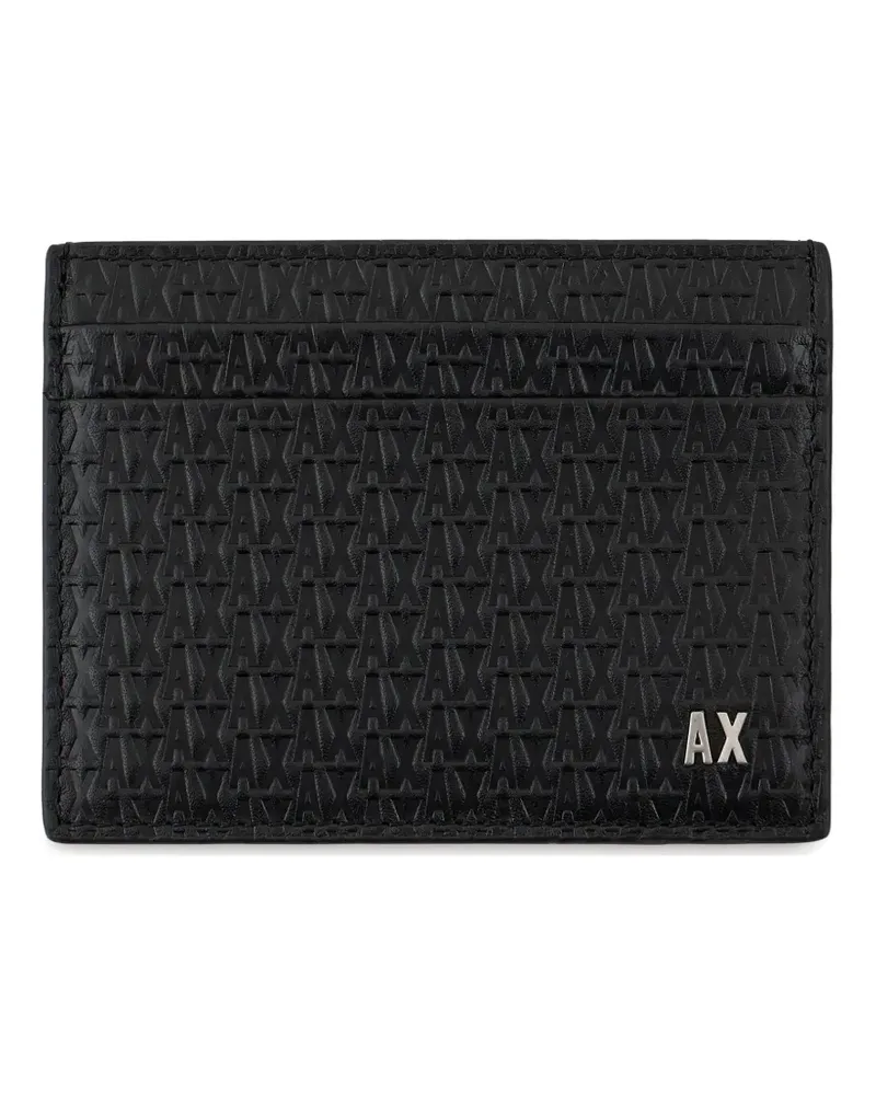 Armani Exchange Kartenetui mit Monogramm-Prägung - Schwarz Schwarz