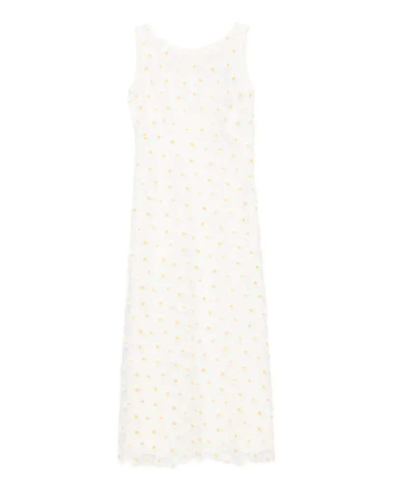 Luisa Cerano floral-appliqué midi dress - Weiß Weiß