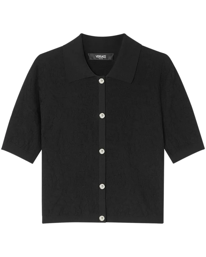 Versace Seiden-Baumwoll-Top aus Blumenjacquard - Schwarz Schwarz