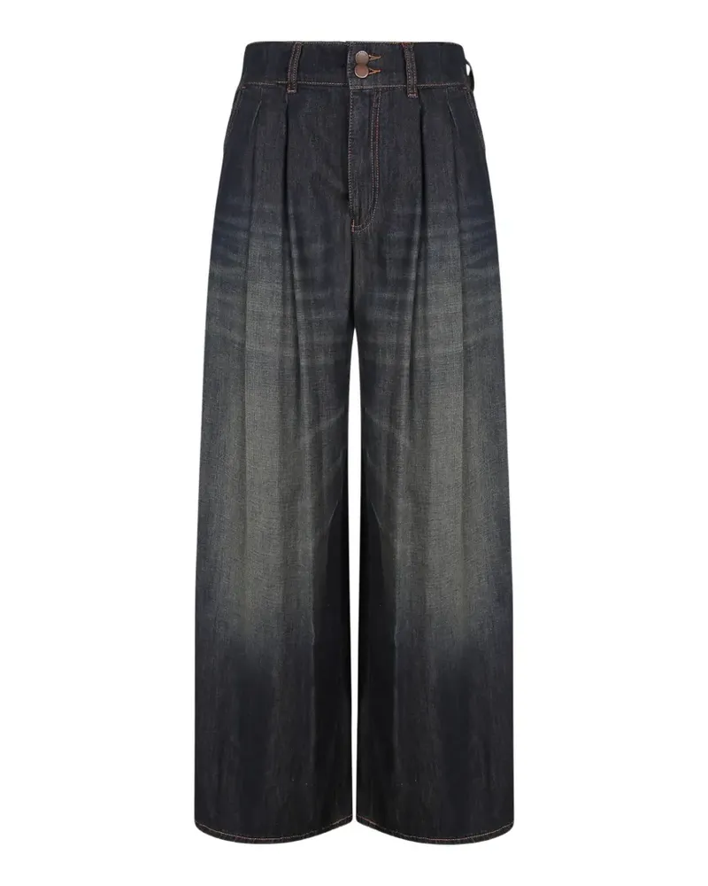 Emporio Armani Jeans mit Bundfalten und Whiskering-Effekt - Blau Blau