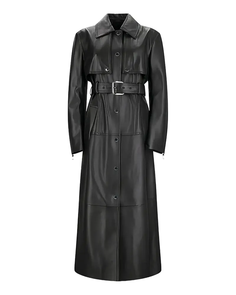 SPORTMAX belted leather coat - Schwarz Schwarz