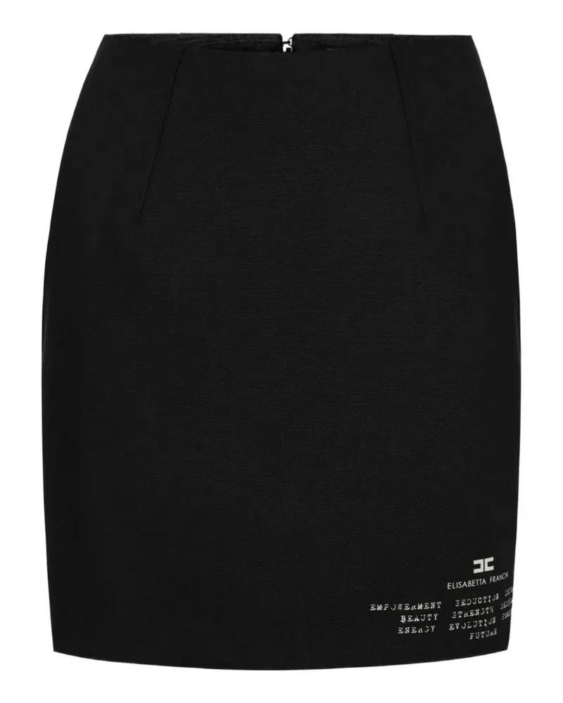 Elisabetta Franchi Minirock aus Wolle mit Logo-Print - Schwarz Schwarz