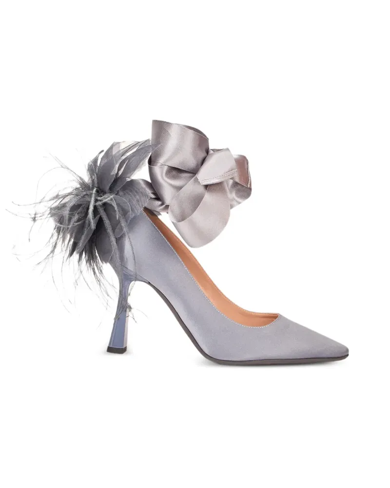 Alberta Ferretti Pumps mit Federn und Schleife - Grau Grau