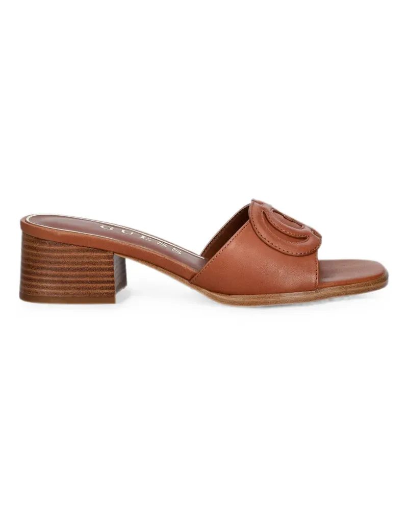 Guess Cerinna logo-patch block-heel sandals - Braun Braun