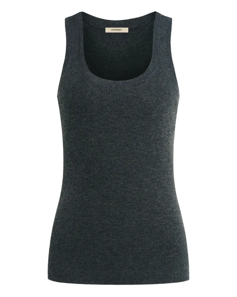 12 STOREEZ Geripptes Trägershirt - Grau Grau