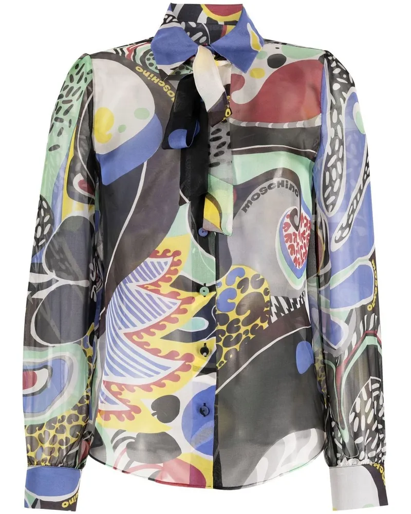 Moschino Schluppenbluse mit abstraktem Muster - Schwarz Schwarz