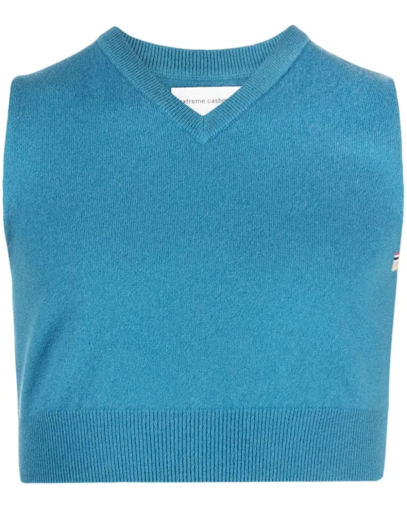 extreme cashmere Cropped-Pullunder mit V-Ausschnitt Blau