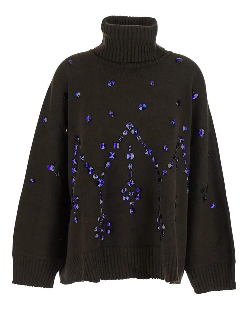 Alberta Ferretti Rollkragenpullover mit Kristallen - Braun Braun