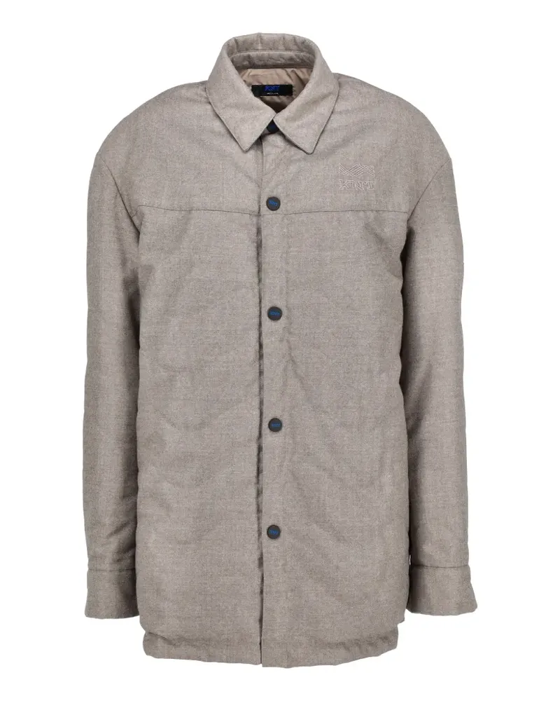 Kiton KNT logo-patch coat - Nude Nude