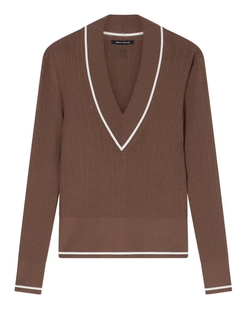 Armani Exchange ribbed-knit V-neck sweater - Braun Braun
