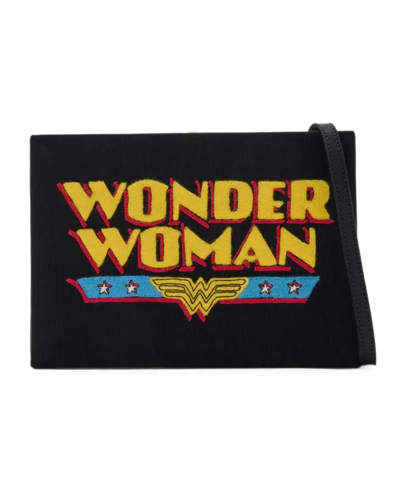 Olympia Le-Tan Wonder Woman Clutch mit Stickerei - Schwarz Schwarz
