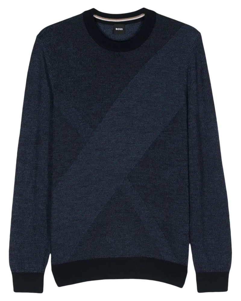 HUGO BOSS Zweifarbiger Jacquard-Pullover - Blau Blau