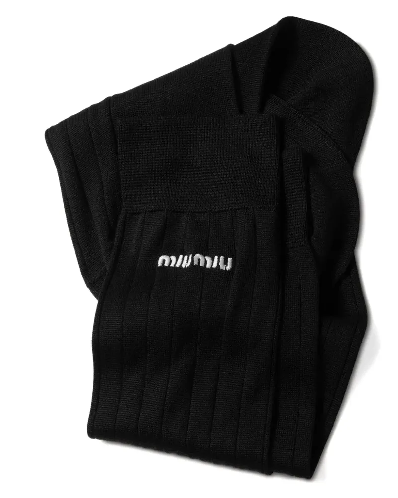 Miu Miu Gerippte Socken mit Logo-Stickerei - Schwarz Schwarz
