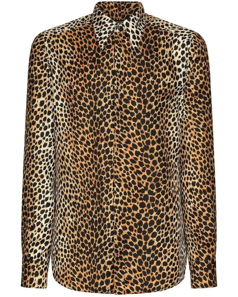 Dolce & Gabbana Hemd mit Leoparden-Print - Braun Braun