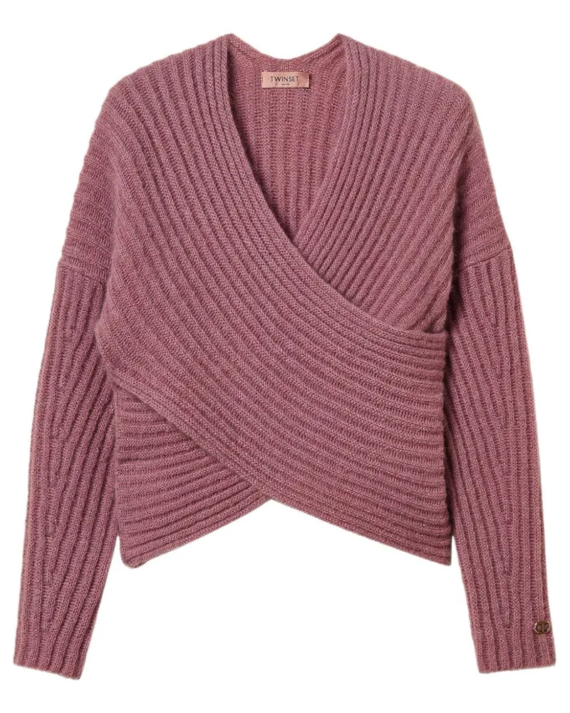 Twin-Set Gerippter Strickpullover - Rosa Rosa