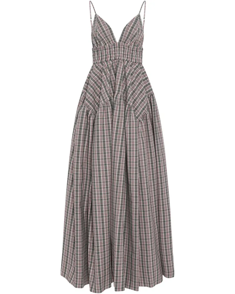 Rosetta Getty Kariertes Midikleid mit Raffungen - Schwarz Schwarz