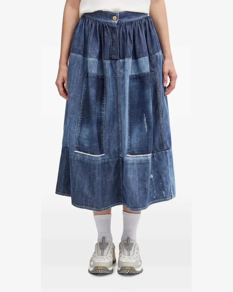 Visvim Jeansrock im Patchwork-Look - Blau Blau