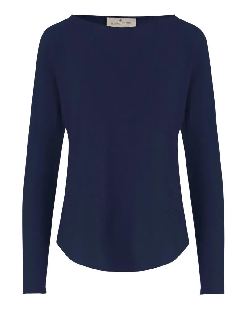 Bruno Manetti crew-neck curved-hem top - Blau Blau