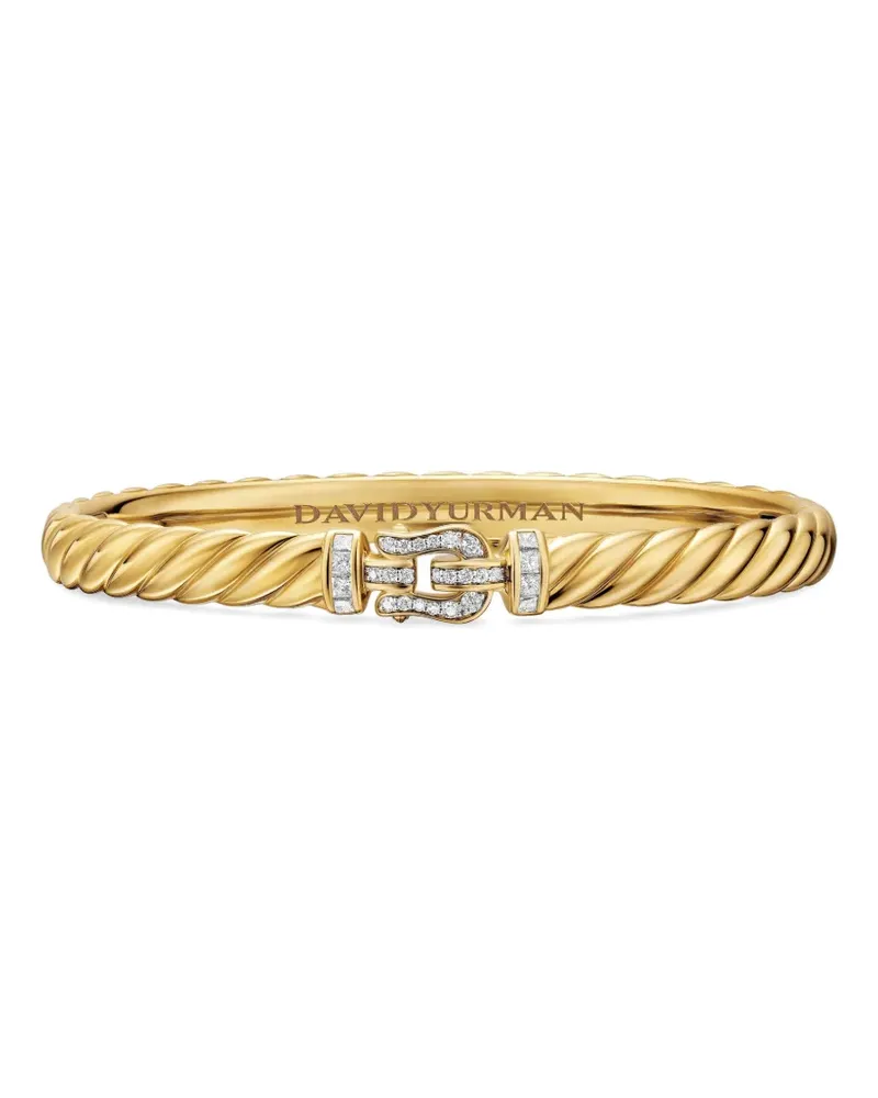 David Yurman 18kt Sculpted Cable Buckle Gelbgoldarmband mit Diamant Gold