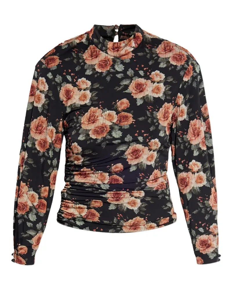 IRO floral-print gathered top - Schwarz Schwarz