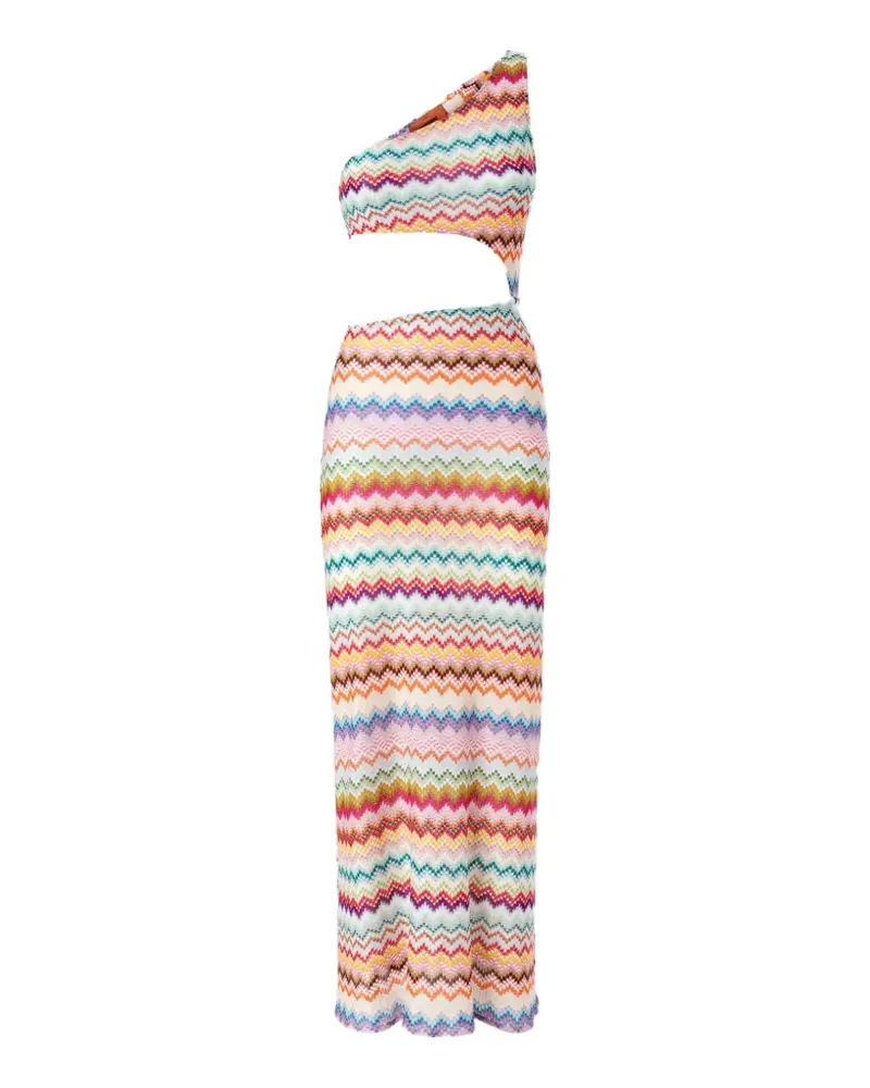 Missoni one-shoulder zigzag-pattern beach dress - Rosa Rosa