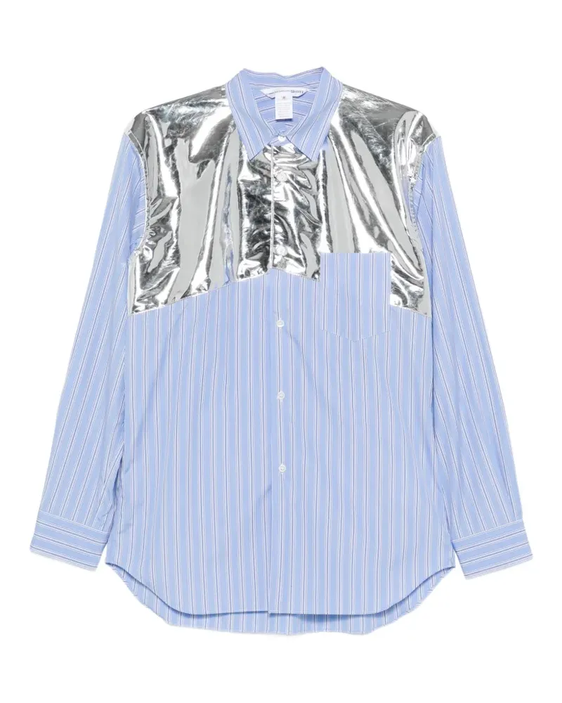 Comme des Garçons striped metallic-panel shirt - Blau Blau