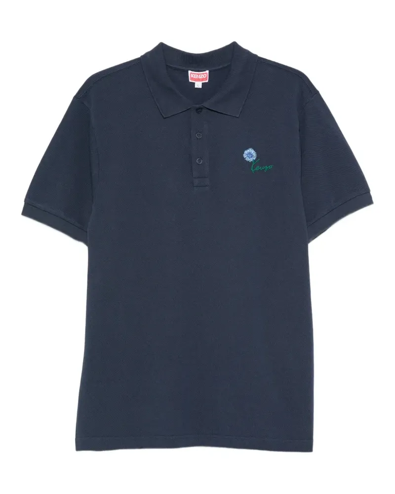 Kenzo embroidered-logo piqué polo shirt - Blau Blau