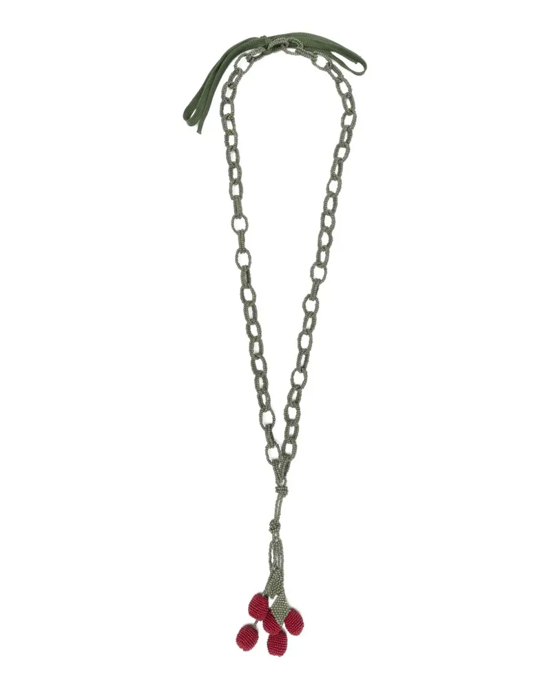 Jejia Tea beaded-link cherry-pendant necklace - Grün Grün