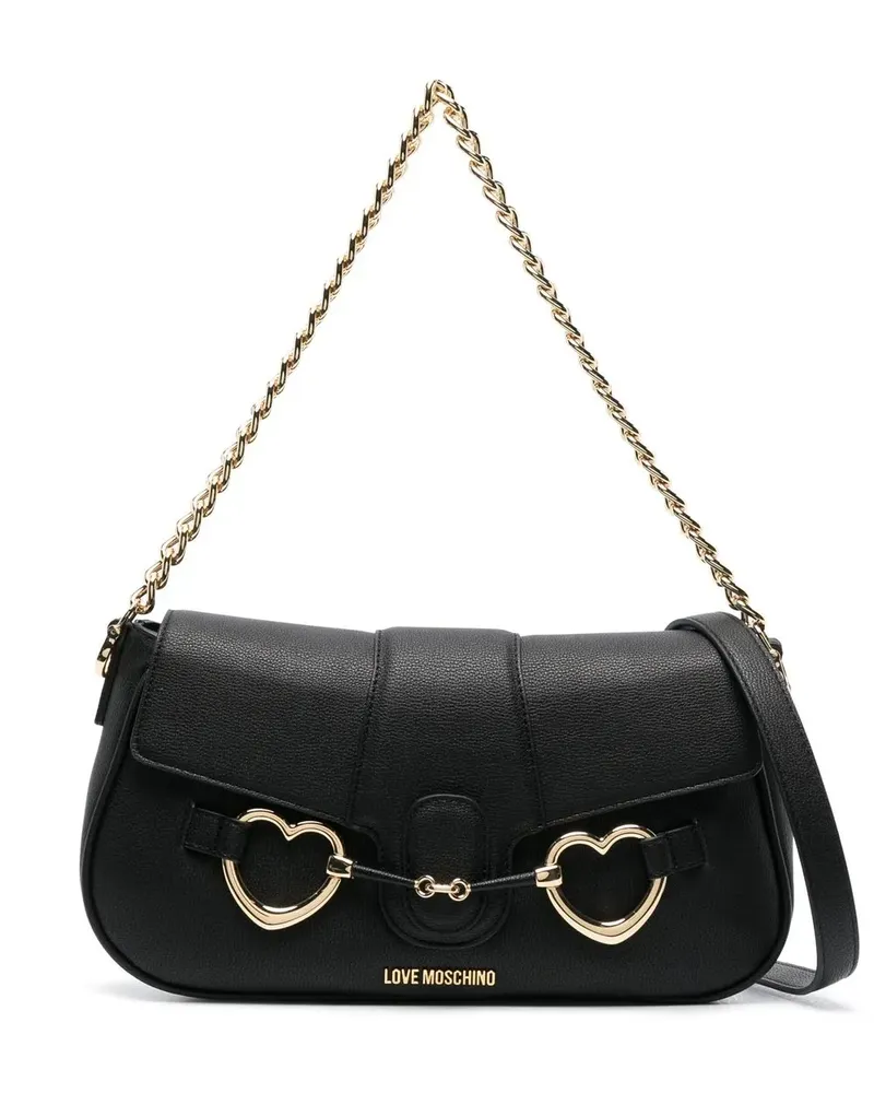 Moschino Schultertasche mit Logo-Schild - Schwarz Schwarz