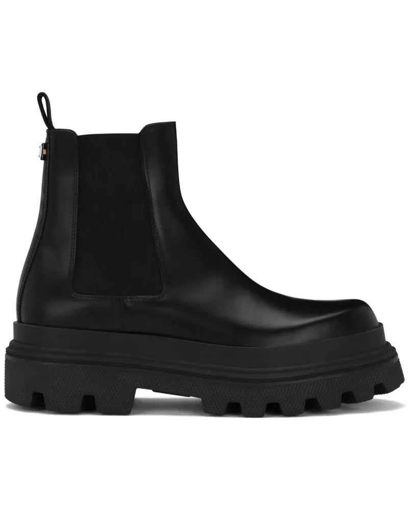 Dolce & Gabbana Chelsea-Boots aus gebürstetem Leder - Schwarz Schwarz