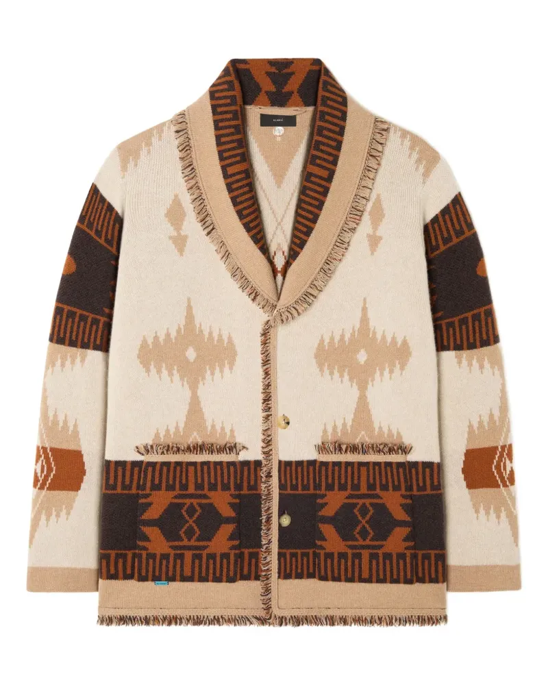 Alanui Icon Jacquard-Cardigan mit Fransen - Nude Nude