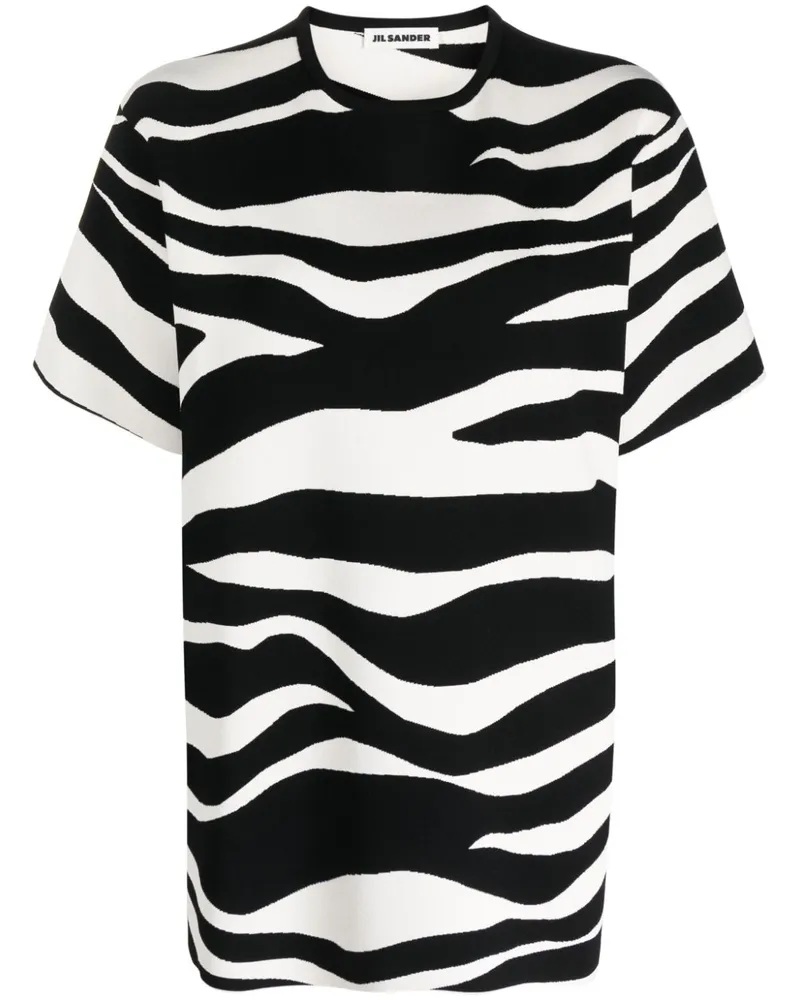 Jil Sander T-Shirt mit Zebra-Print Schwarz