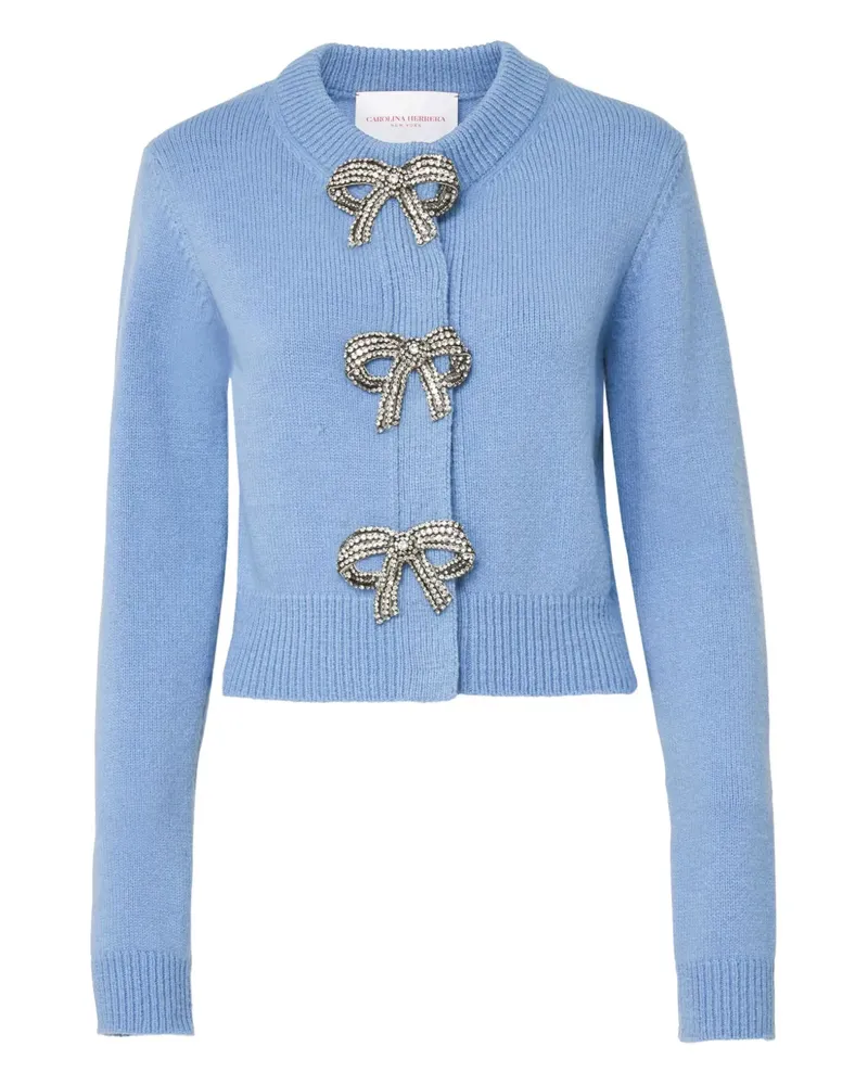 Carolina Herrera New York Cardigan mit Kristallschleife - Blau Blau