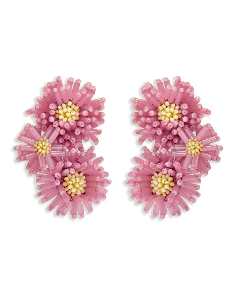 Oscar de la Renta Pompom Flower Ohrringe - Rosa Rosa