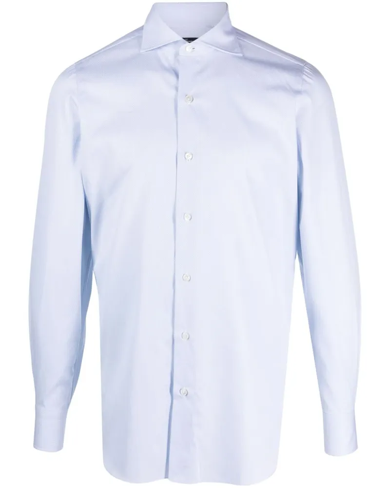 Finamore 1925 Hemd mit Eton-Kragen - Blau Blau